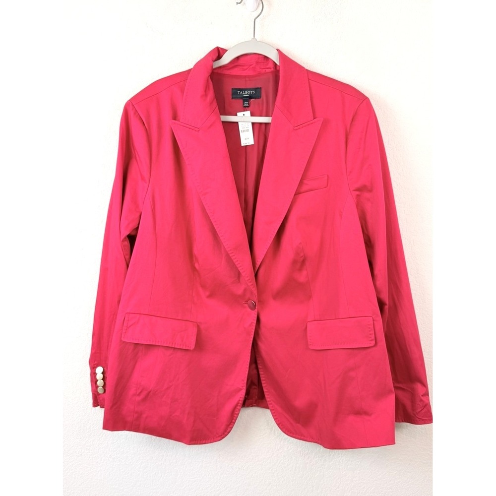 Talbots Red Blazer Jacket Women's 20W Plus NWT Gold Buttons Career Office